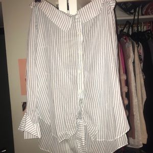 Pinstripe off the shoulder top